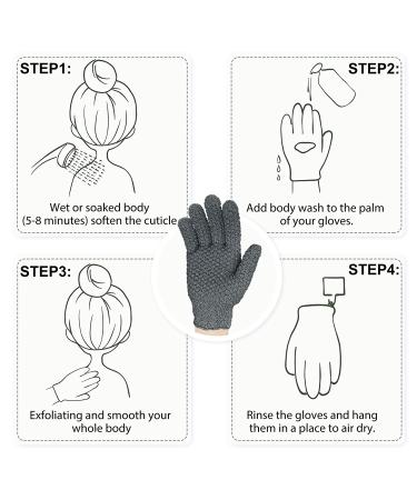 Evridwear Exfoliating Bath Gloves - Dual Texture Shower Scrub, Dead Skin Remover (Gray, 1 Pair) - Buy Online on GoSupps.com