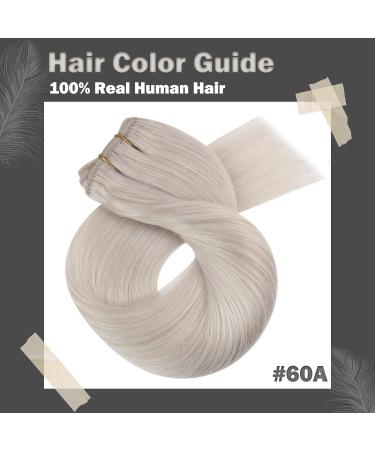 Moresoo 16 Inch White Blonde Human Hair Weft Extensions - Double Weft, 100g/pack #60A - Buy Online on GoSupps.com