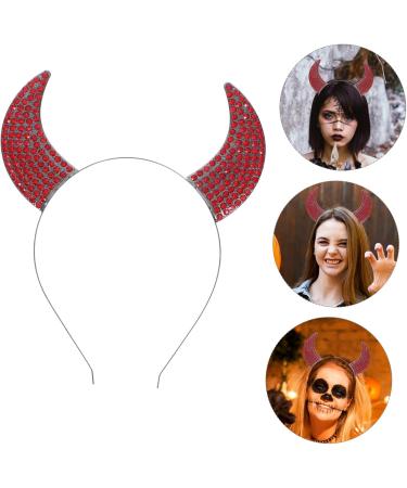 FOMIYES Devil Horns Headdress Devil Headband Halloween Devil Cosplay Devil Cosplay Headwear Halloween Hair Accessories Scary Headband Devil Ear Hairband Devil Horn Headband Red Rhinestone - Buy Online on GoSupps.com