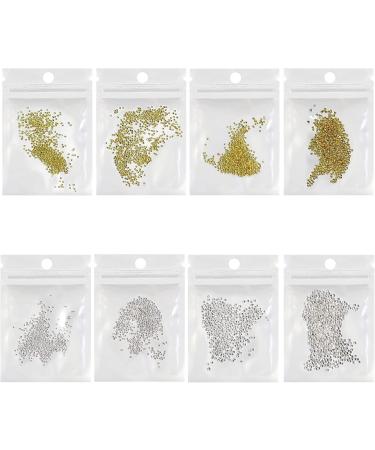 FEIlei Mini Beads Nail Charms Nail Gems Gold Silver Nail Art Studs Nail Art Decorations - Buy Online on GoSupps.com