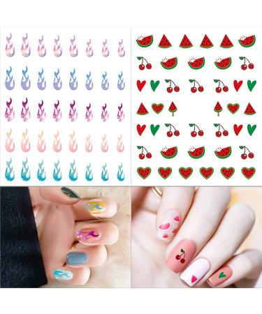 WOKOTO 12 Sheets Kids Nail Stickers - Self-Adhesive 3D Nail Art Decals for Girls, Women - Cute Carton Flowers, Animals, Fruits - Nail Decals KIT1 - Buy Online on GoSupps.com
