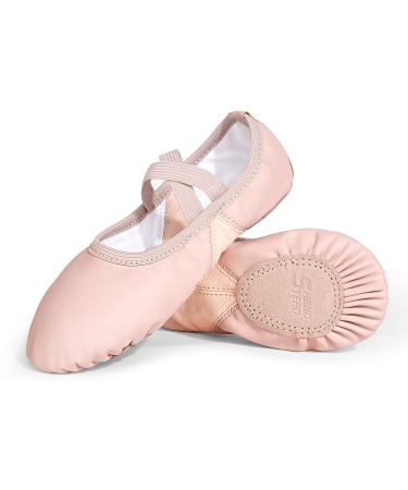 Sheng Te Ao Dance Shoes Ballet Shoes Slippers for Girls and Boys, Breathable Leather Ballet Flats for Kids (Toddler/Little Kid/Big Kid) 8 X-Narrow Toddler