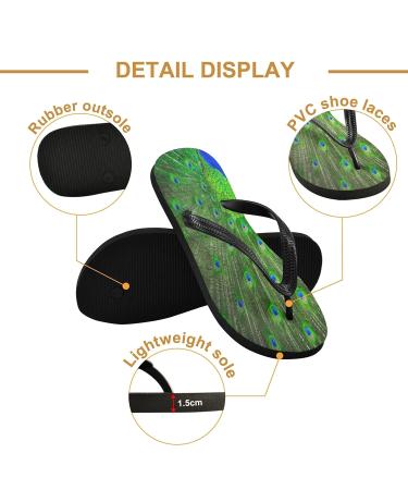 Mnsruu Peacock Feather Flip Flops | Green Sandals & Home Slippers for Men & Women | Travel & Spa Comfort | XXL Size - Buy Online on GoSupps.com