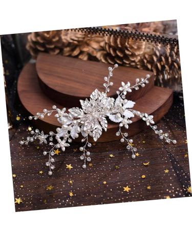 Ipetboom Silver Hair Clip Pearl Hair Accessories Diamond Headpiece Bridal Hair Clip Pearl Hair Pin Crystal Headpiece Pearl Tiara Rhinestone Barrettes Manual Flower Head Bride - Buy Online on GoSupps.com