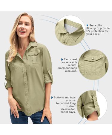 Women's Quick Dry Sun UV Protection Safari Shirt for Hiking Fishing X-Large Khaki - Buy Online on GoSupps.com