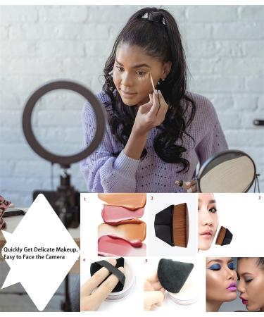 6+1 Pieces Triangle Powder Puff Set with Kabuki Foundation Brush | Soft Velour Face and Body Makeup Puffs | Wet Dry Makeup Tool - White - Buy Online on GoSupps.com