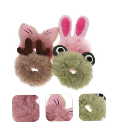 KALLORY Toddler Hair Tie 4pcs Ponytail Fluffy Bands - Cute Animal Scrunchies for Girls & Women - Buy Online on GoSupps.com