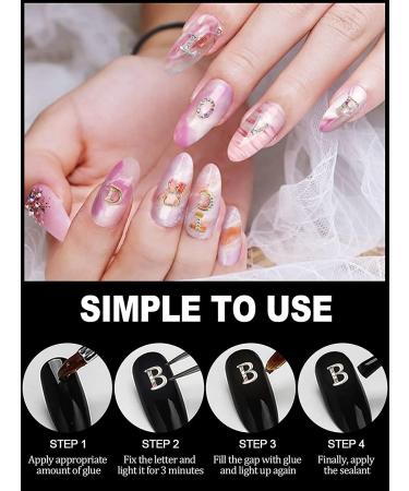 Weilisu Rhinestone Letters Nail Studs - Gold, Silver, Rose Gold | 3D Capital Rhinestone English Alphabet Charm for DIY Manicure Nails - Buy Online on GoSupps.com