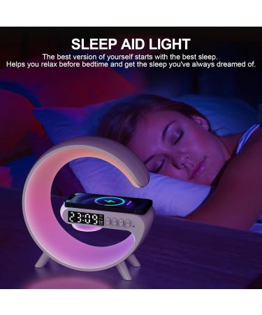 Sunrise Alarm Clock with Bluetooth Speaker, Wireless Charger, and RGB Color Changing Night Light - White - Buy Online on GoSupps.com