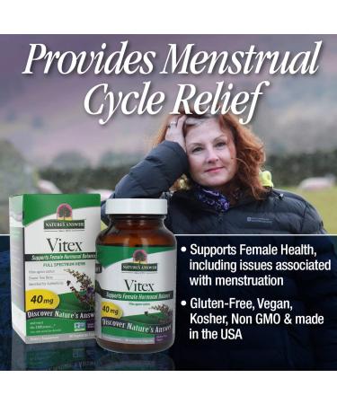 Nature's Answer Vitex Angus Castus 40mg Capsules (90 Count) - Female Hormonal Balance, Menstrual Support, Menopause & Fertility - Buy Online on GoSupps.com