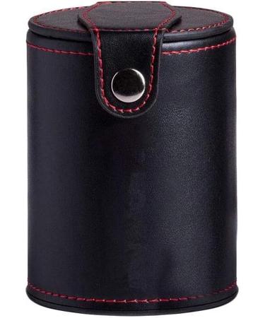 Black PU Leather Dice Cup Set with Storage Compartment + 5 Transparent Dice - Gift Boxed (Black Glitter) - Buy Online on GoSupps.com