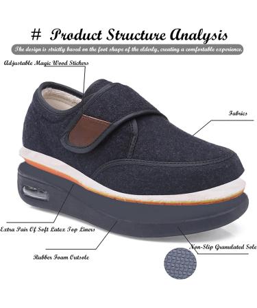 Men's Wide Diabetic Walking Shoes - Adjustable Closure, Breathable Lightweight Sneakers for Swollen Feet - Grey - Buy Online on GoSupps.com