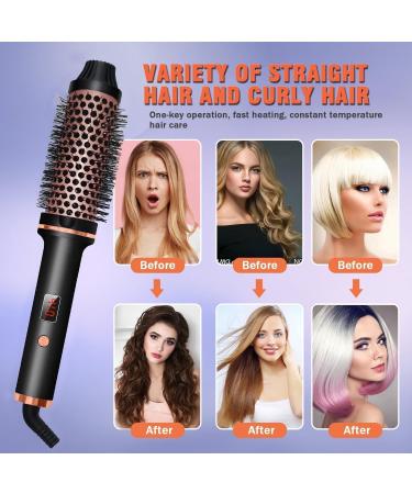 Heated Round Brush 1.5 inches 3 in 1 Thermal Brush Curling Brush Curling Iron Brush Volumizing Brush Ceramic Tourmaline Ionic Curling Comb Travel Curling Iron LCD Display 10 Temperatures + 1 Air cushion comb - Buy Online on GoSupps.com