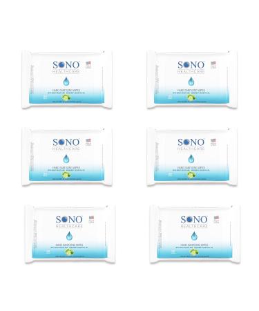 SONO Hand Sanitizing Wipes - Medical Grade Alcohol-free Sanitary Wipes - Sanitizer Wipes with Moisturizer and Bergamot Essential Oil - 6-Pack x 20 Count
