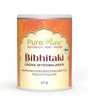 Bibhitaki powder (organic raw vegan) for Triphala Churna Ayurveda nutrition kitchen Rasayana - Terminalia Bellirica Myrobalan BaHera Beleric Behada Organic Raw Fruit Powder |Pureeraw 50g Bibhitaki 50 g (1 Pack)