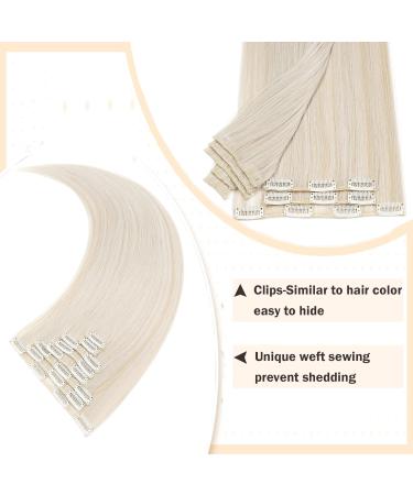SEGO Clip In Hair Extensions 8 Part Set | 66cm Smooth Natural Ash Blonde & Silver Gray Mix | Premium Synthetic Hair - Buy Online on GoSupps.com