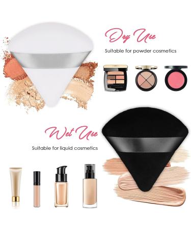 JOELELI 12 Pcs Powder Puff Soft Triangle Powder Puff for Face Wedge Shape Makeup Powder Puff with Strap Cosmetic Sponge for Contouring Under Eyes Corners(Black & White) - Buy Online on GoSupps.com