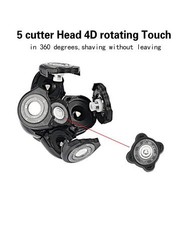 5-Blade Shaver Replacement Heads for Bald Men - Easy-to-Clean Electric Shaver with Blade Cover - Black - Buy Online on GoSupps.com