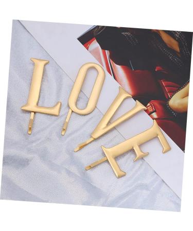 DOITOOL 1 Set Clip Gold Hair Accessories Barrettes for Women Bridal Love Barrette Golden Headpiece Wedding Bridal Golden Barrette Women Hair Decorations Bridal Bobby Miss Pin Alloy Texture - Buy Online on GoSupps.com