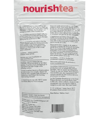 Nourishtea - Canadian Breakfast | Organic Black Tea | Organic Premium Loose-Leaf Tea | Medium-Caffeine| Brew over 40 cups | 100g Pouch - Buy Online on GoSupps.com