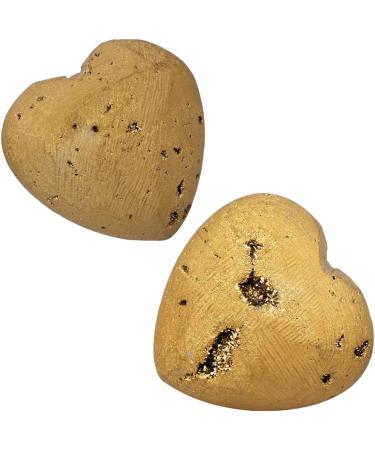 Nupuyai Gold Agate Geode Heart Palm Worry Stone - Chakra Reiki Healing Crystal Love Stone - Buy Online on GoSupps.com
