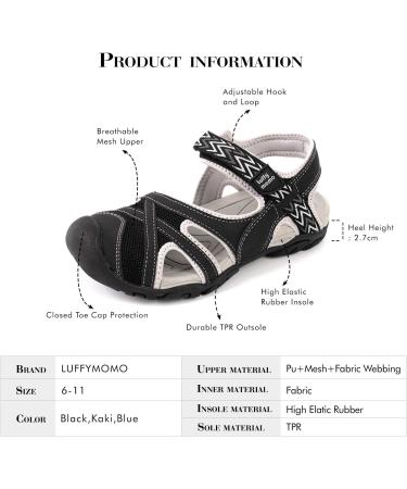 Heva Women s Closed Toe Outdoor Sandals - Adjustable Velcro Hiking & Trekking Shoes | Black EU 39 - Buy Online on GoSupps.com