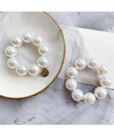 2 Pcs Pearl Hair Tie Ponytail Holders Hair Accessories for Girl Women White