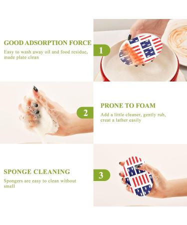 3-Pack Cleaning Kitchen Sponges Oval Flag Stripes Kitchen Cellulose Dishwashing Wood Pulp Cotton - Buy Online on GoSupps.com