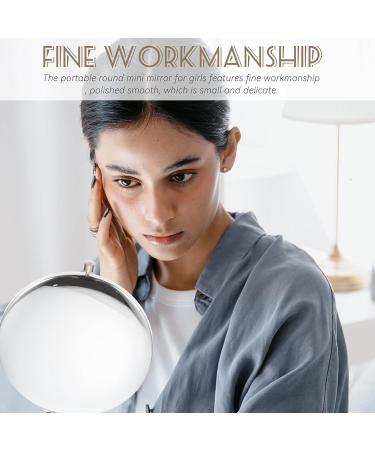 KALLORY Mini Rhinestone Compact Mirror - Double-Sided Hand Held Makeup Vanity Mirror for Women and Girls - Small Purse Mirror with Magnification - Silver - Buy Online on GoSupps.com