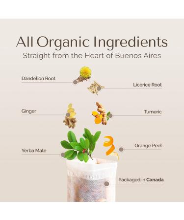 Palermo Organic Yerba Mate Tea Bags - Honey Citrus with Ginger & Turmeric | 20 Count | Energizing Antioxidant-Rich Vegan Gluten-Free - Buy Online on GoSupps.com