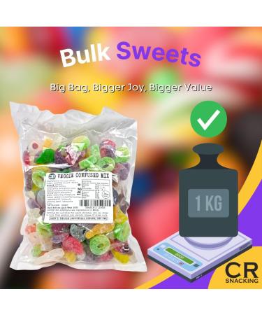 VEGETARIAN CONFUSED PICK & MIX SWEETS (1kg) - 15 Varieties Fizzy Sour Jelly Bulk Sweets | Party Bag Sweets | 1kg Fizzy Sour Sweets | Party Bag Sweets For Kids Children | Sweets In Bulk Cheap - Buy Online on GoSupps.com
