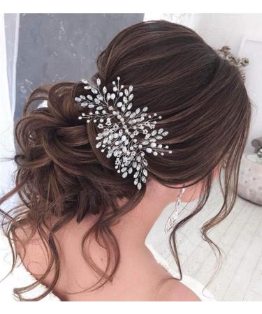 Unicra Crystal Bride Wedding Hair Vine Silver Rhinestone Headband Bridal Hair Accessories for Women and Girls - Buy Online on GoSupps.com