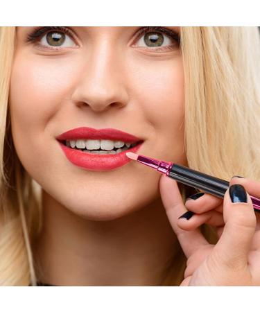 Lip Gloss Brush | Travel Makeup Brush Dual-ended Lipstick Blending Brush Round And Flat Head Makeup Brush With Dust-Proof Lid - Buy Online on GoSupps.com