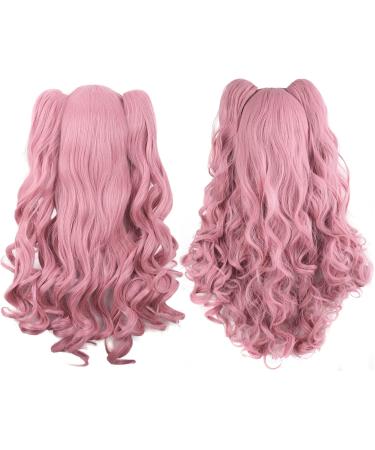 MapofBeauty Lolita Long Curly Clip on Ponytails Cosplay Wig (Rouge Pink) - Buy Online on GoSupps.com