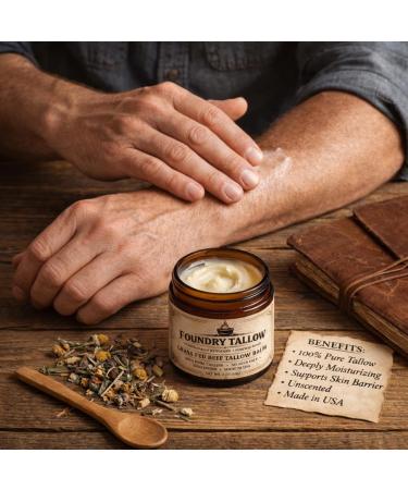 FOUNDRY TALLOW Balm - 100% Pure Grass-Fed Beef Tallow for Skin Care Unscented No Seed Oils Traditionally Rendered Tallow Moisturizer for Skin - 2 oz (56 g) - Buy Online on GoSupps.com