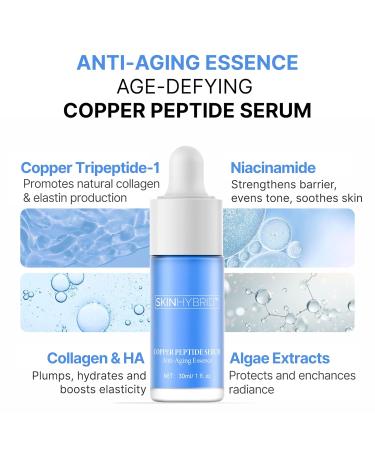 SkinHybrid Copper Peptides Serum for Face - Lightweight Anti Aging Serum with GHK-Cu Peptide Niacinamide & Collagen for Firmer Plumper Youthful Skin (30ml / 1 fl oz) - Buy Online on GoSupps.com