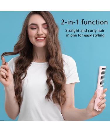 Portable Wireless Hair Straightening Brush | Fast Heating Anti-Scald Comb for Women | Lightweight Rechargeable Straightener in Pink - Perfect for International Shipping - Buy Online on GoSupps.com