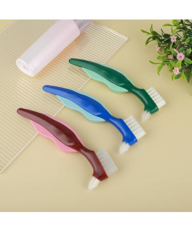 3 Color Denture Toothbrush 3 Pcs Double Bristle Head Denture Cleaning Brush Set with Multi-Layered Bristles and Rubber Anti-Slip Handle for False Teeth Cleaning - Buy Online on GoSupps.com