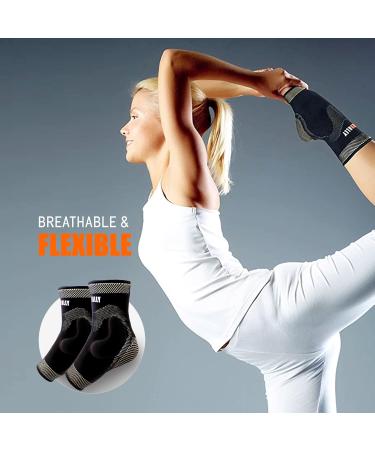 NeoAlly Copper Ankle Brace with Gel Pads - Compression Sleeve for Plantar Fasciitis Foot Pain & Sprained Ankle Support (Medium 1 Pair) - International Shipping Available - Buy Online on GoSupps.com