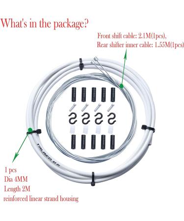 Caija-H Universal Bike Shift Cable Housing Kit - White | Bicycle Shifter Cable Replacement for Shimano Sram Derailleur - Mountain & Road - Buy Online on GoSupps.com