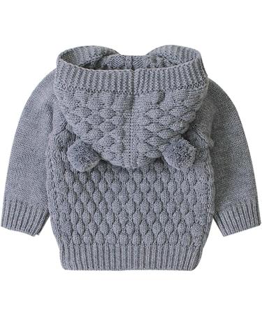Puseky Baby Knit Sweater Hooded Ears Cardigan Coat 6-12 Months Grey - Buy Online on GoSupps.com