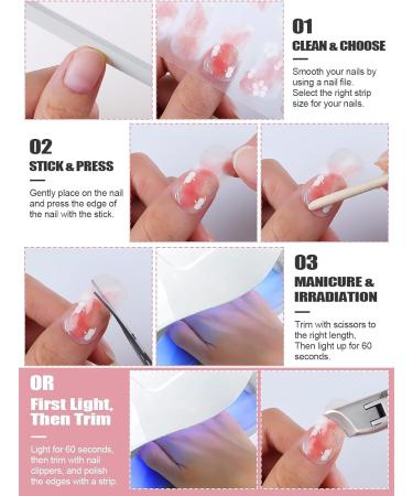 EBANKU Cured Gel Nail Strips Gel Nail Strips Long Lasting Waterproof Real Nail Polish Strips Wraps Stickers with Cuticle Stick Nail File Nail Wipes & Sealing(UV/LED Lamp Required) Sakura Pink - Buy Online on GoSupps.com