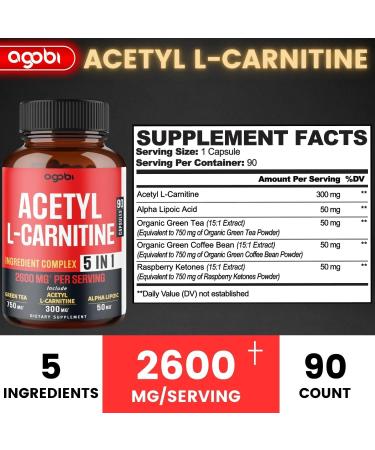 Acetyl L-Carnitine Supplement 2600mg - Brain & Memory Support - 90 Vegan Capsules - Buy Online on GoSupps.com
