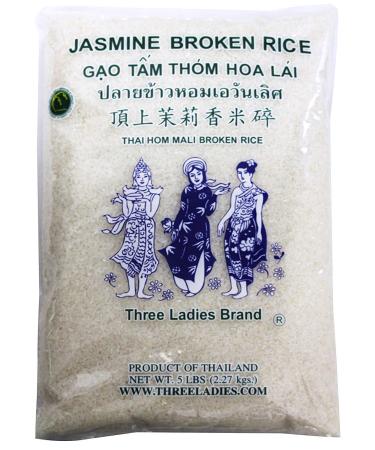 5 Pounds Three Ladies Brand Jasmine Broken Rice (One Bag)