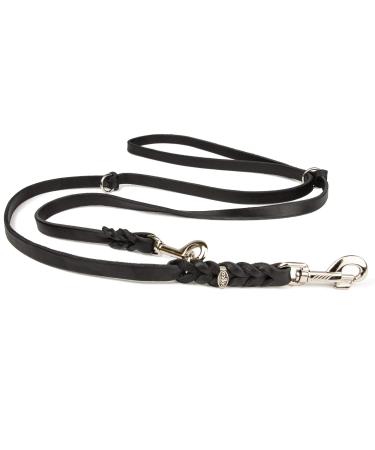 COPCOPET-fat leather line for dogs-3-way adjustable dog leash made of soft leather with carabiners & fittings made of chrome-braided leash 100% handmade in germany (2.0m x 18mm | black) 2 m x 18 mm black