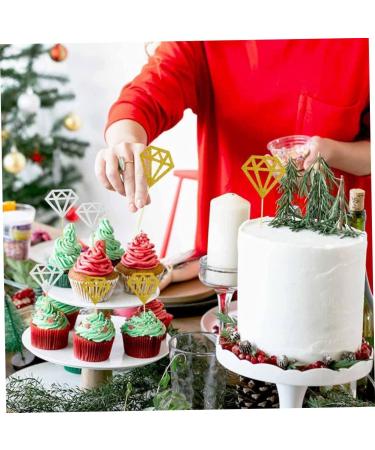 Wedding Cupcake Topper 60 Pcs Glitter Diamond Cupcake Toppers for Bridal Shower Engagement Wedding Party Birthday for Donuts Diamond Donut Picks Cake Decorations Silver & Gold - Buy Online on GoSupps.com