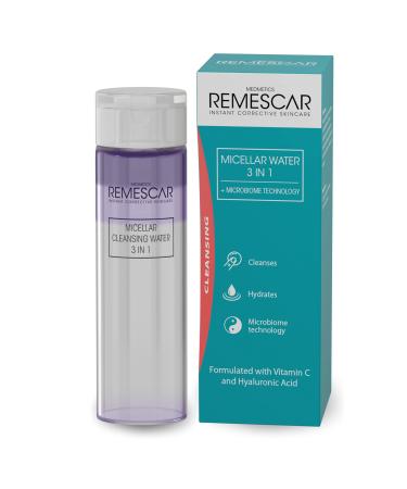 Remescar micelle water 200ml-3-in-1 cleaning water-make-up remover and facial cleaning-formula with vitamin C and hyaluronic acid - Buy Online on GoSupps.com