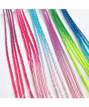 Colorful Hair Extensions - Braided Neon Hairpieces for Kids | Pack of 6 Synthetic Colored Braids with Elastic Bands - Buy Online on GoSupps.com