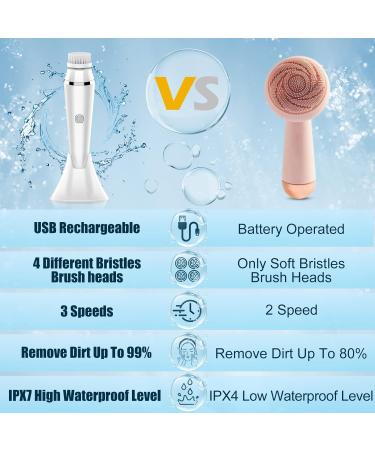 4 in 1 Facial Cleansing Brush - Electric Face Spin Brush with 4 Replacement Heads for Cleaning Exfoliating Massaging (White) - Buy Online on GoSupps.com