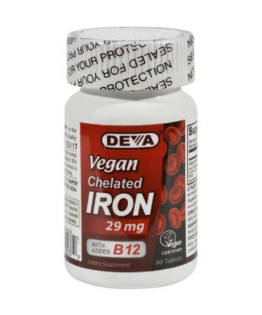 Deva Vegan Vitamins Chelated Iron - 29 mg - 90 Tablets